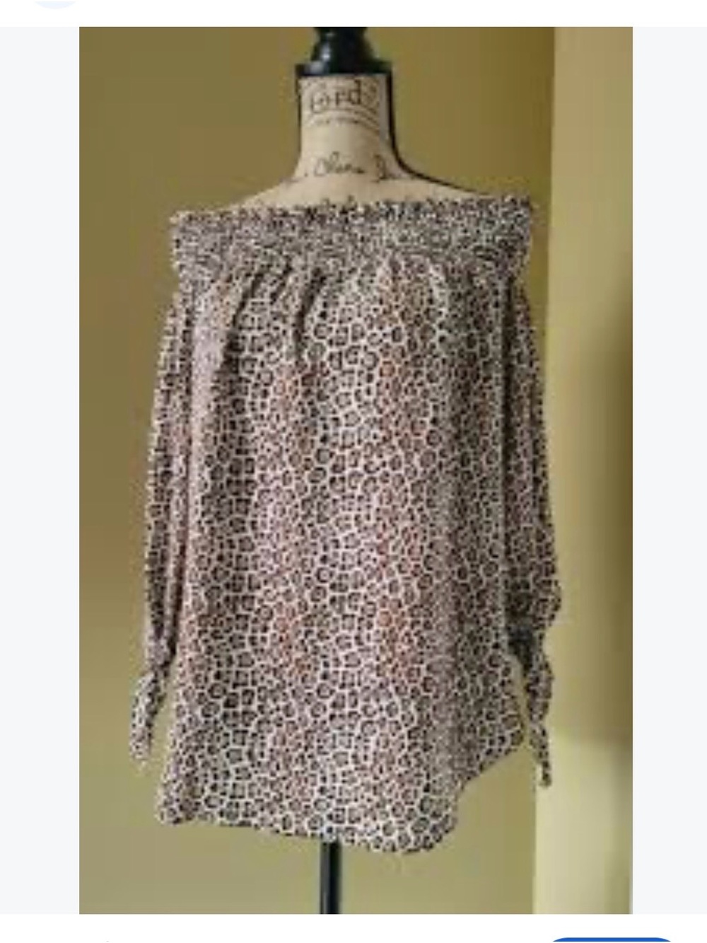 MICHAEL Michael Kors Off-Shoulder Leopard Print Tunic in Beige and Black